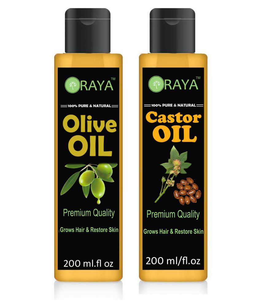     			ORAYA 100% Pure & Natural Olive Oil & Castor Oil-(200ml)=400ml 400 ml Pack of 2