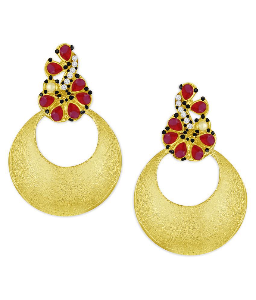     			Spargz Gold Plated Ruby Chandbali Earring For Women