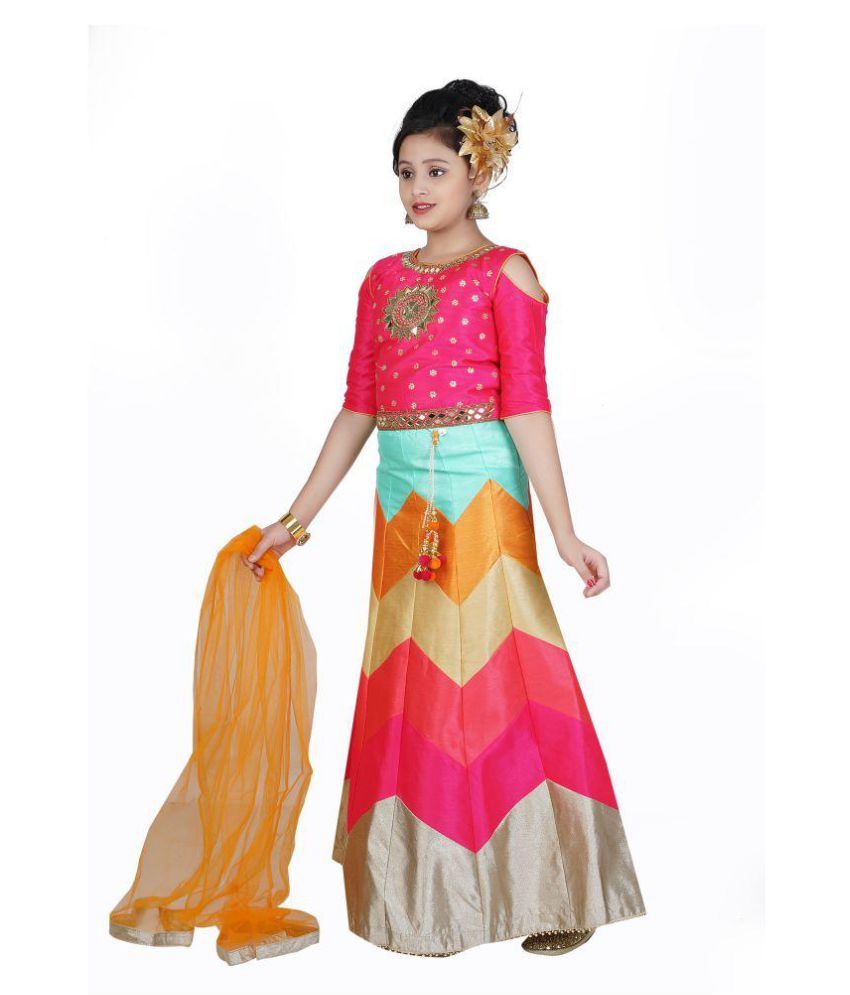 Saarah Girls Pink Lehenga Choli Set Buy Saarah Girls Pink Lehenga 