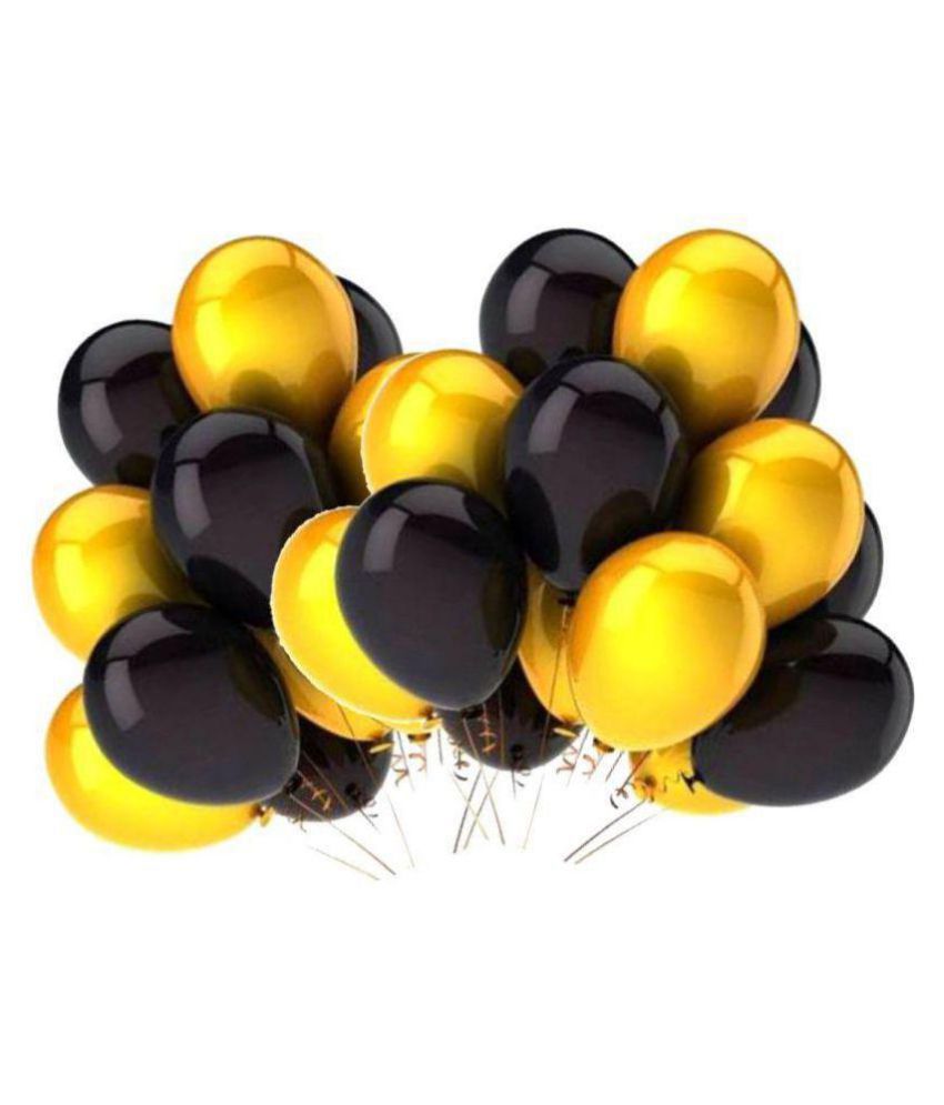     			100 Pc. Metallic Balloons (Black/Gold) (12 Inchs) for happy birthday decoration item, birthday decoration kit, birthday balloon decoration combo for Boys, Girls, Kids, husband and Wife.
