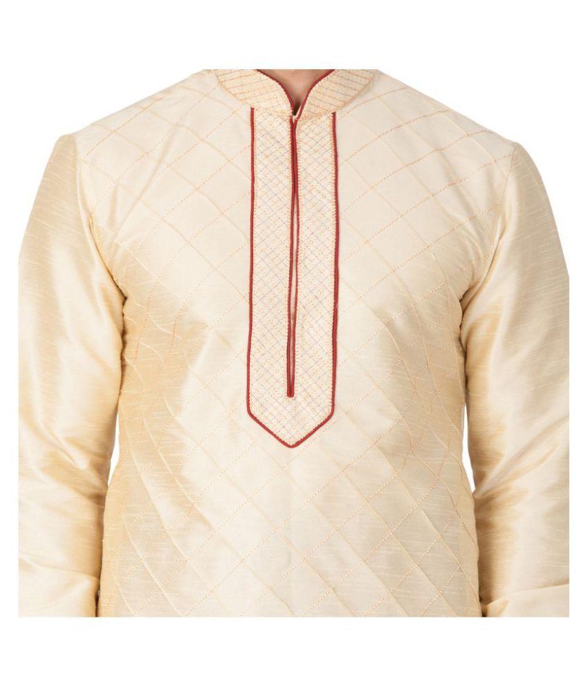 Vastramay Gold Cotton Blend Kurta Pyjama Set - Buy Vastramay Gold ...