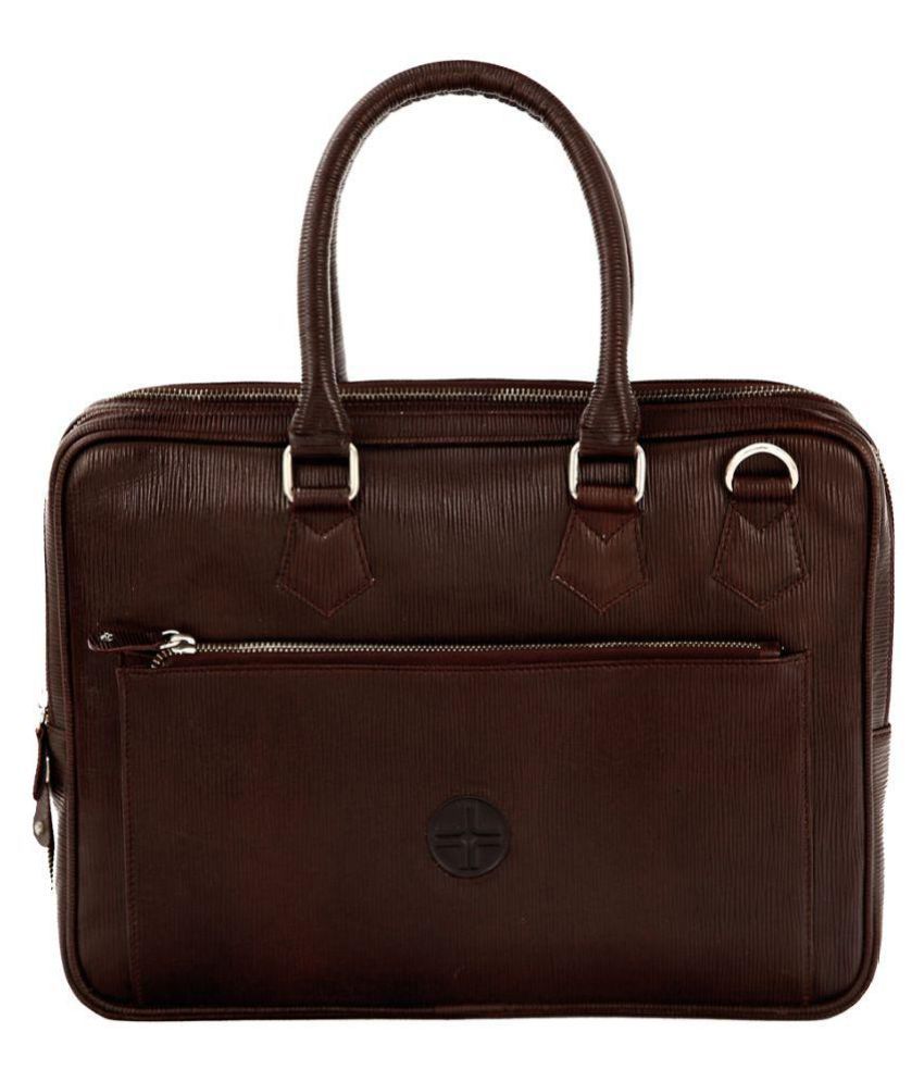 JL Collections Brown Leather Office Bag Buy JL Collections Brown