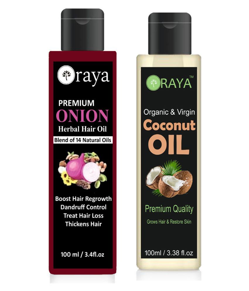     			ORAYA 100% Organic ONION Oil & Coconut For Hair Treatment Oil- 200 ml Pack of 2