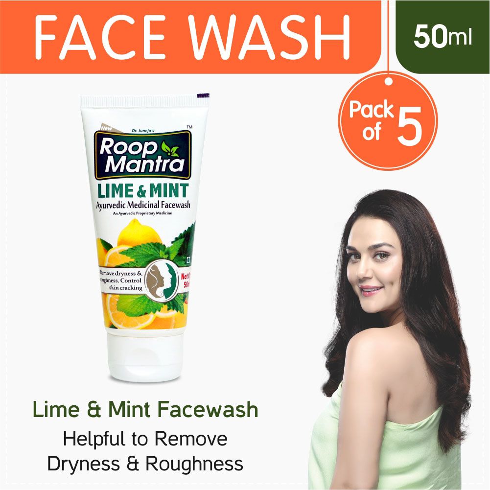 Roop Mantra Lime & Mint Face Wash 50ml, Pack of 5 (Helpful to Control