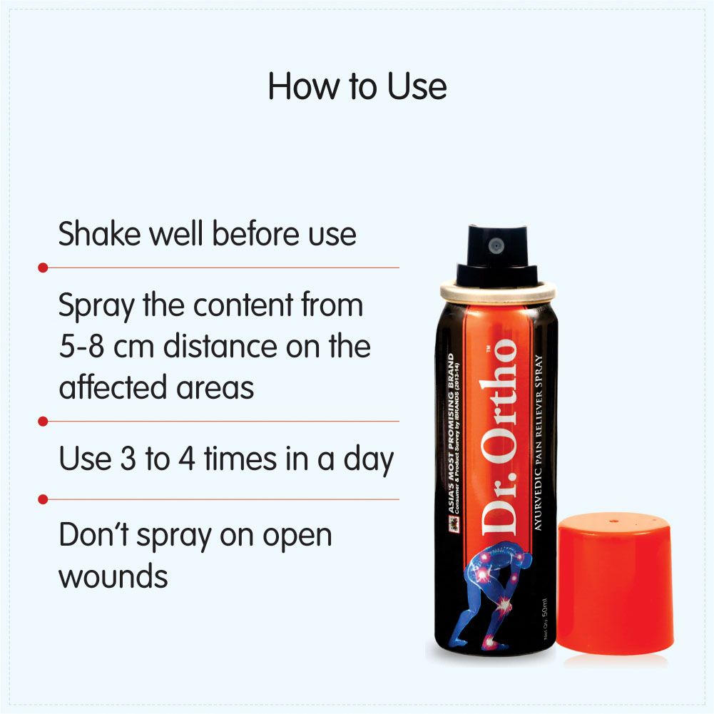 Dr Ortho Ayurvedic Pain Reliever Spray 50ml, Pack of 5 (Helpful in