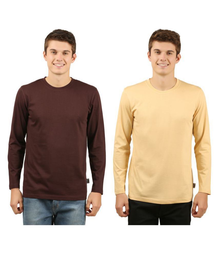     			Zebu Brown Full Sleeve T-Shirt Pack of 2