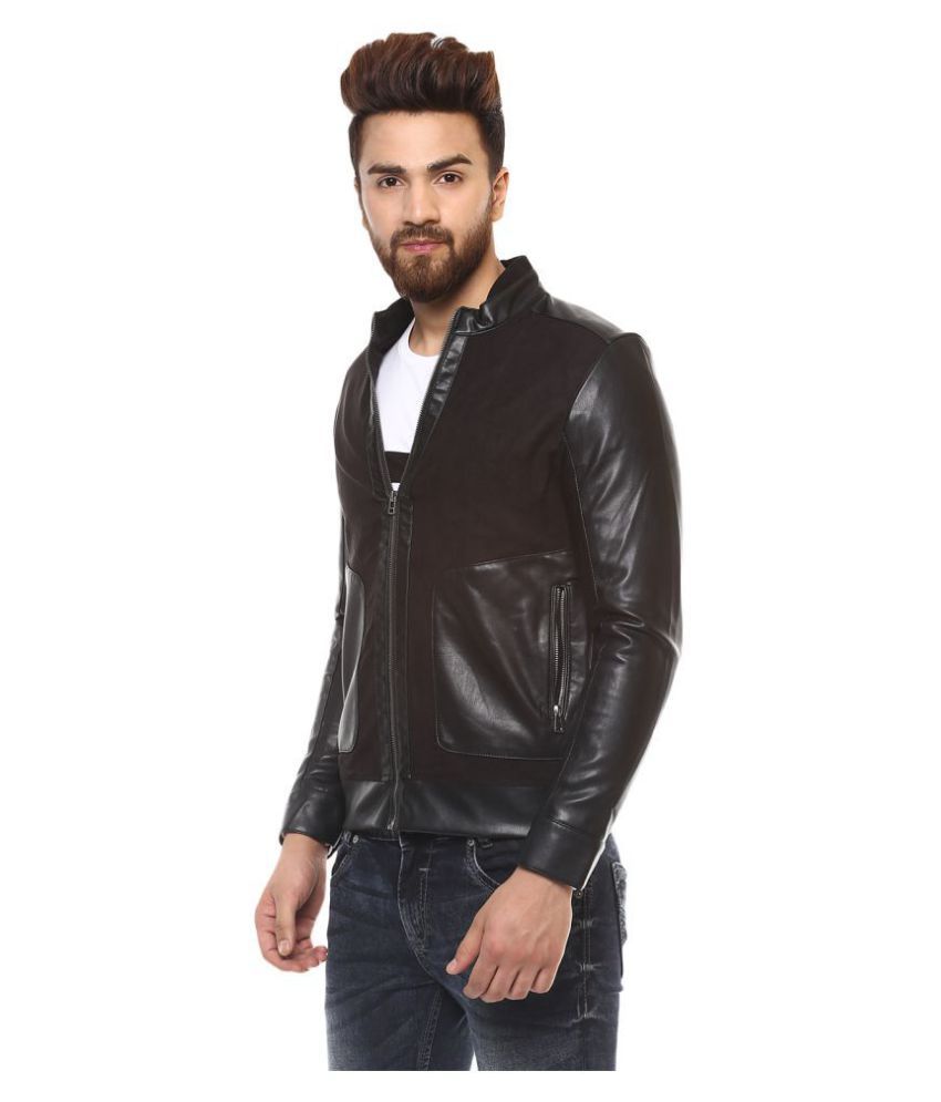 mufti black leather jacket