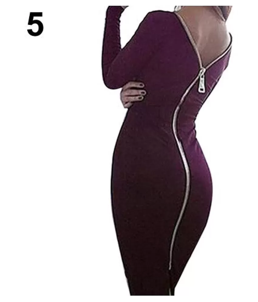 High Neck Long Sleeve Back Zipper Bodycon Short Dress in 2024 | Short  bodycon dress, Fashion turtleneck, Long sleeve dress