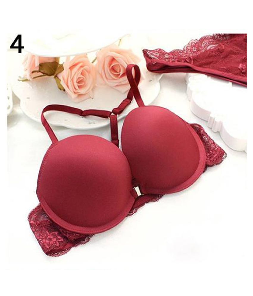 Buy Women Sexy Seamless Front Closure Push Up Bra Floral Lace Briefs Bra Set Online At Best