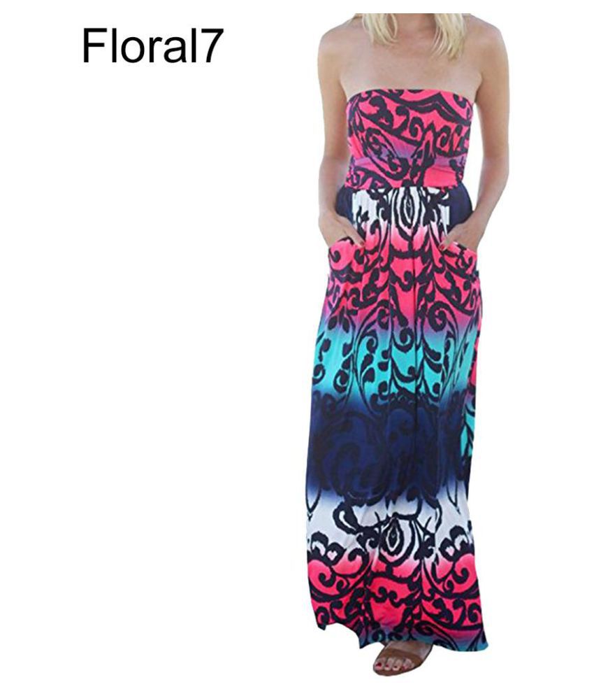 Women Sexy Strapless Backless Floral Printed Long Maix Dress Beach Sundress  - Buy Women Sexy Strapless Backless Floral Printed Long Maix Dress Beach  Sundress Online at Best Prices in India on Snapdeal