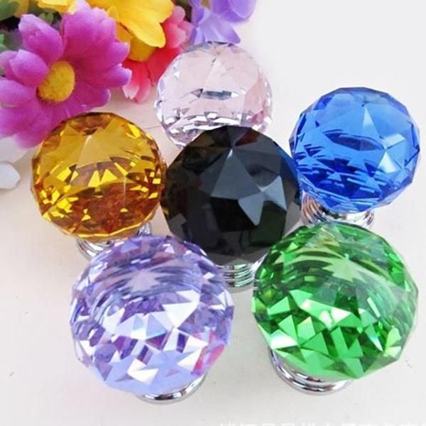 Buy 5 Colors Diamond Crystal Glass Door Knobs Drawer Cabinet