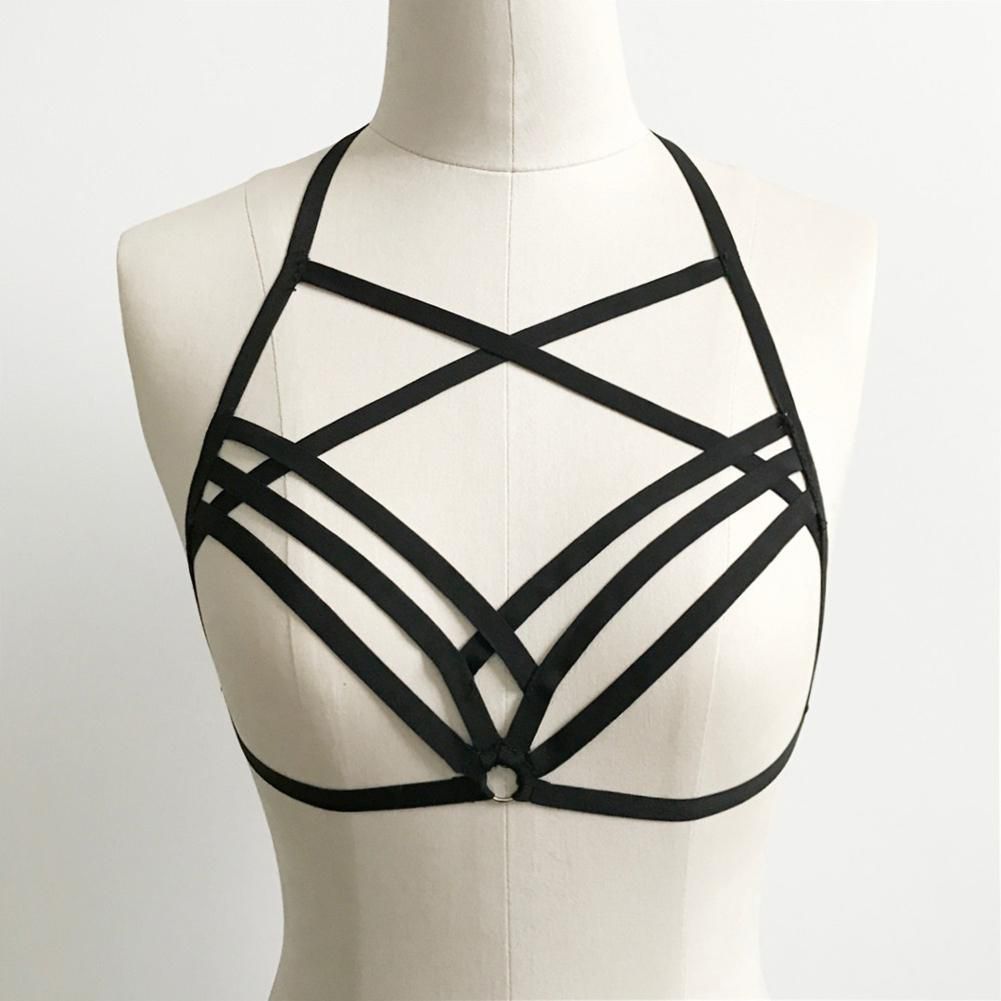 Buy Sexy Women Hollow Out Elastic Cage Bra Bandage Strappy Halter Bra 
