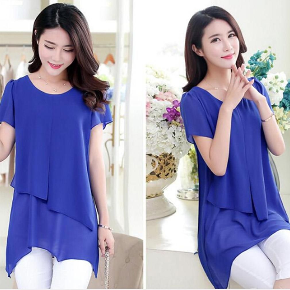 Buy Short Sleeve T-Shirt Korean Fashion Women Summer Tops Chiffon ...