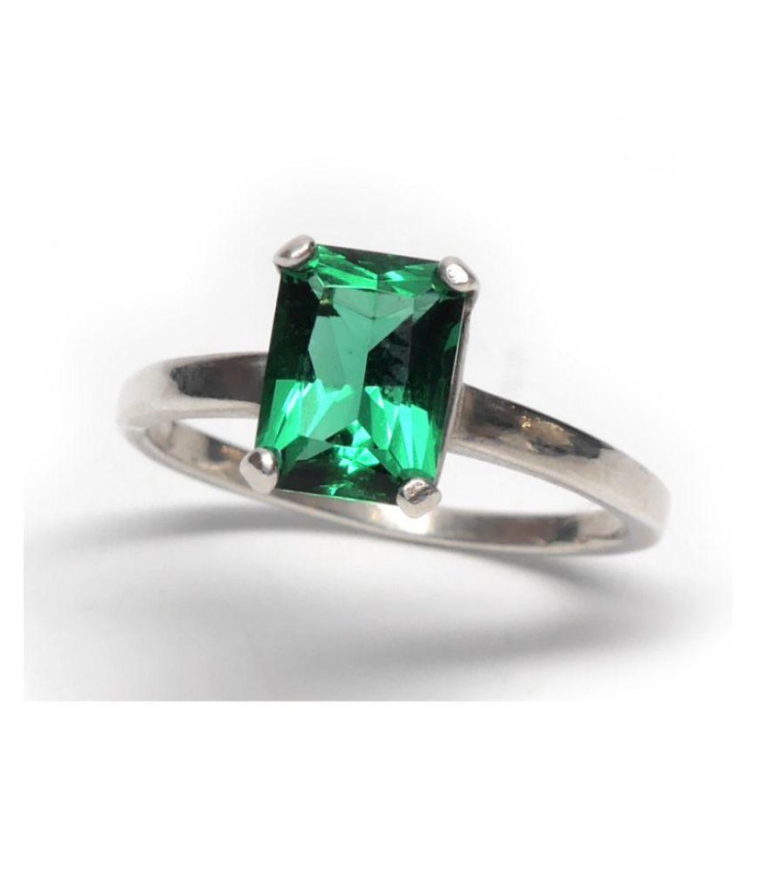 Emerald Ring Natural Panna stone silver 