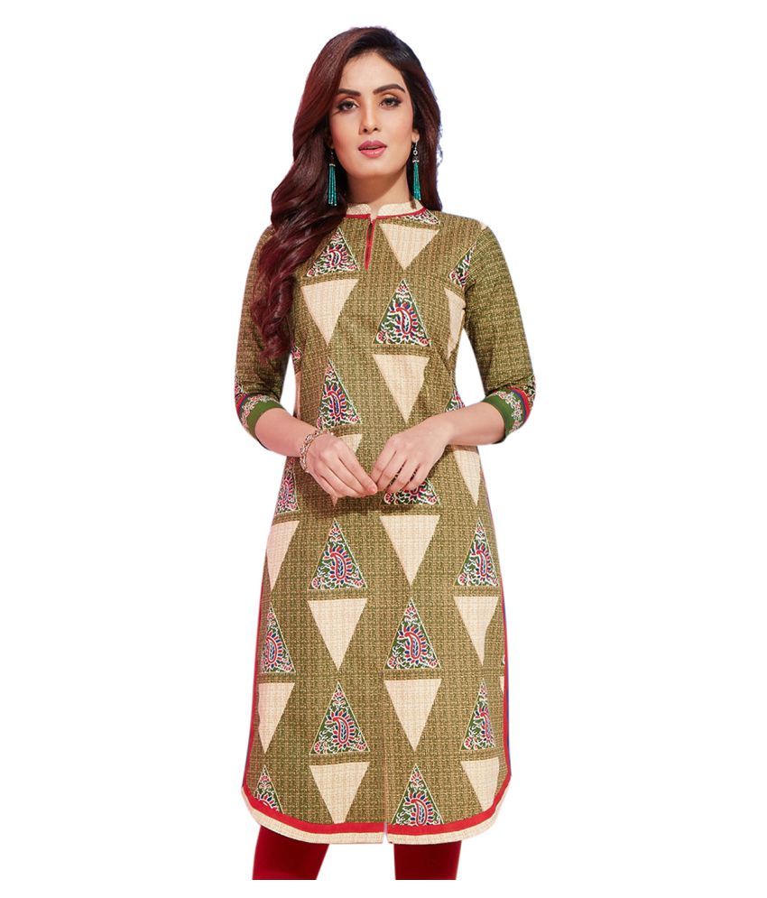     			Jevi Prints Green Cotton Straight Kurti