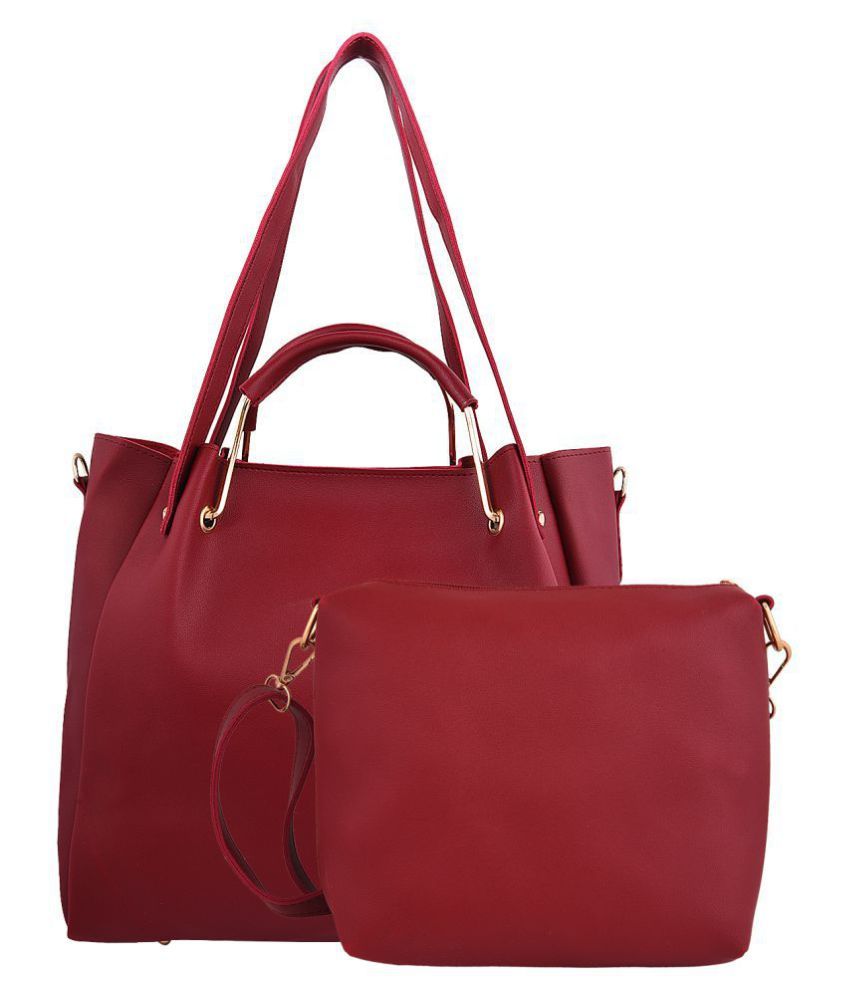 BAILEY SELLS Maroon Faux Leather Combo Buy BAILEY SELLS Maroon Faux