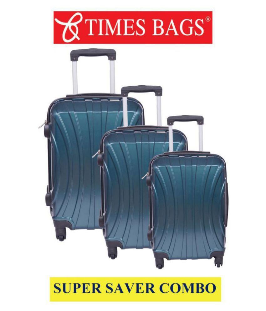 Times Bags Green L(Above 70cm) Cabin Hard 8TB4W Combo of 3 Set (16/19