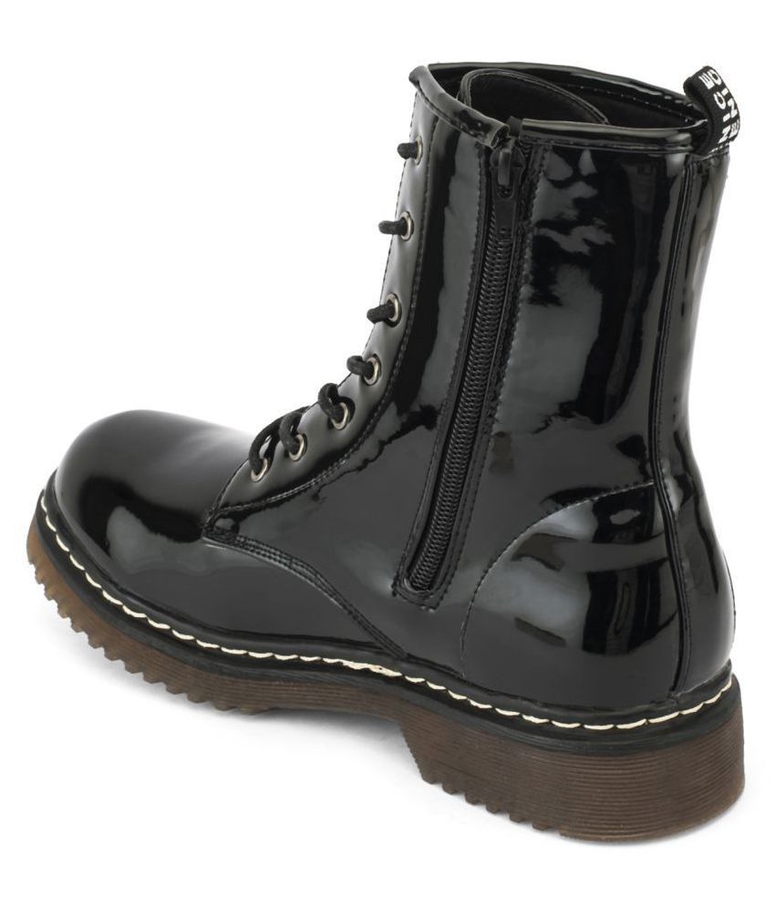 Truffle Collection Black Mid Calf Combat Boots Price in India- Buy ...