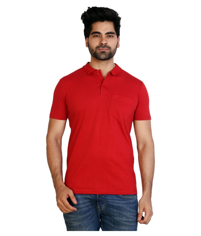     			Awack Red Slim Fit Polo T Shirt