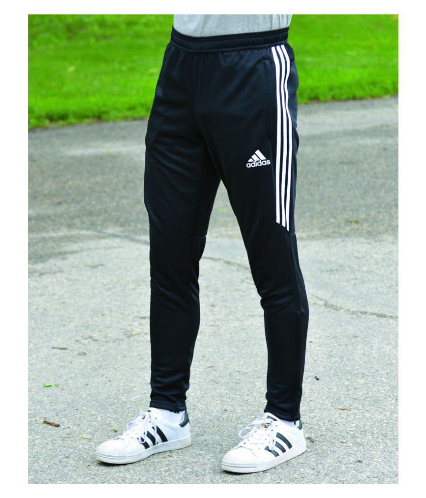 Adidas Black Polyester Lycra Trackpants 