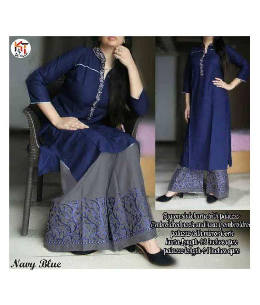 INDO ERA Cotton Kurti With Palazzo  Stitched Suit  Buy INDO ERA Cotton  Kurti With Palazzo  Stitched Suit Online at Low Price  Snapdealcom