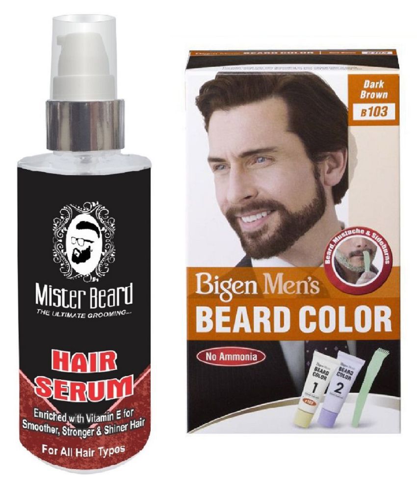 MISTER BEARD Hair Serum, Bigen Men's Beard Color B103 Dark Brown Semi  Permanent Hair Color Dark Brown 50 gm Pack of 2: Buy MISTER BEARD Hair  Serum, Bigen Men's Beard Color B103