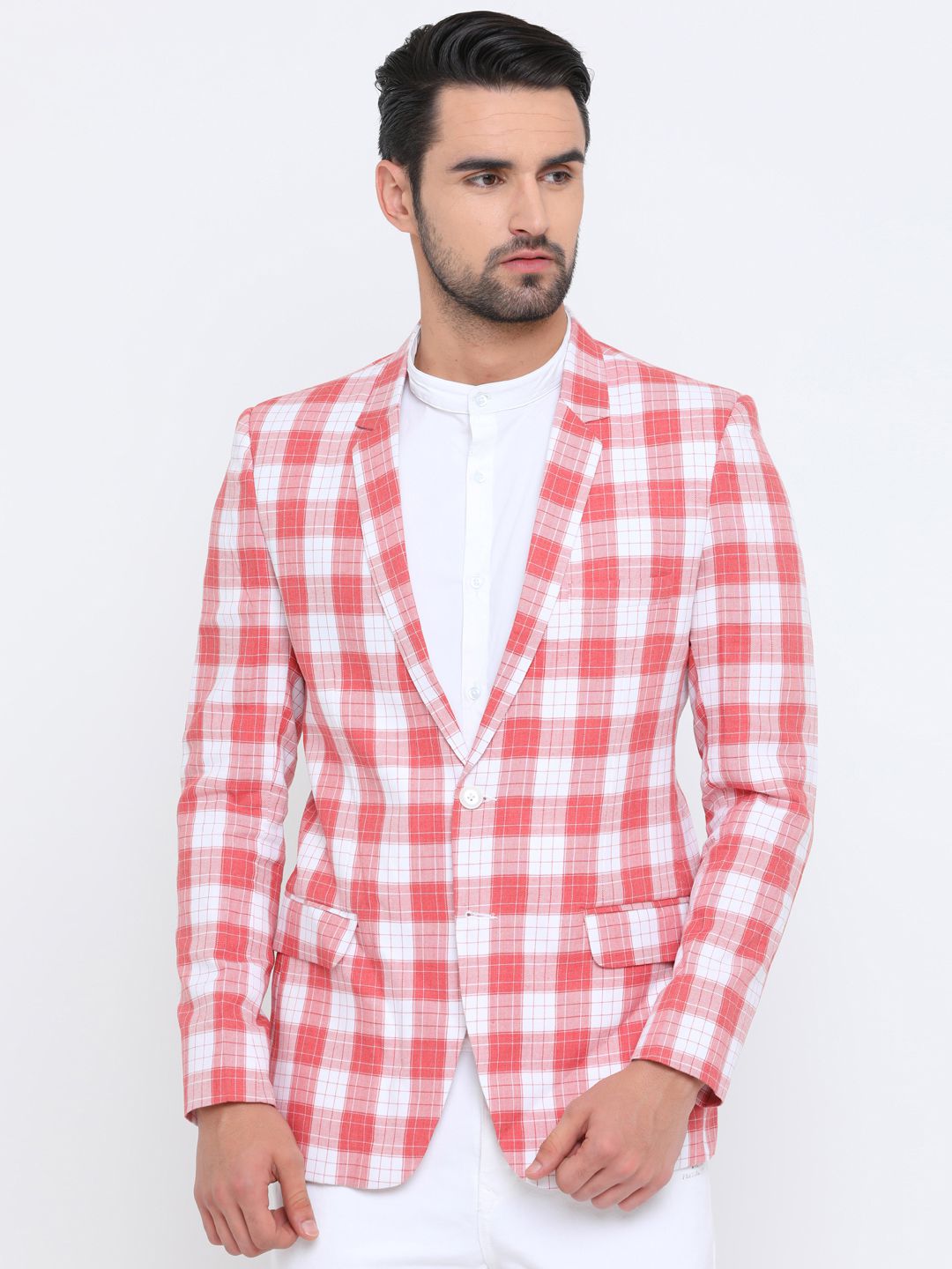 Showoff Red Checks Casual Blazers - Buy Showoff Red Checks Casual ...
