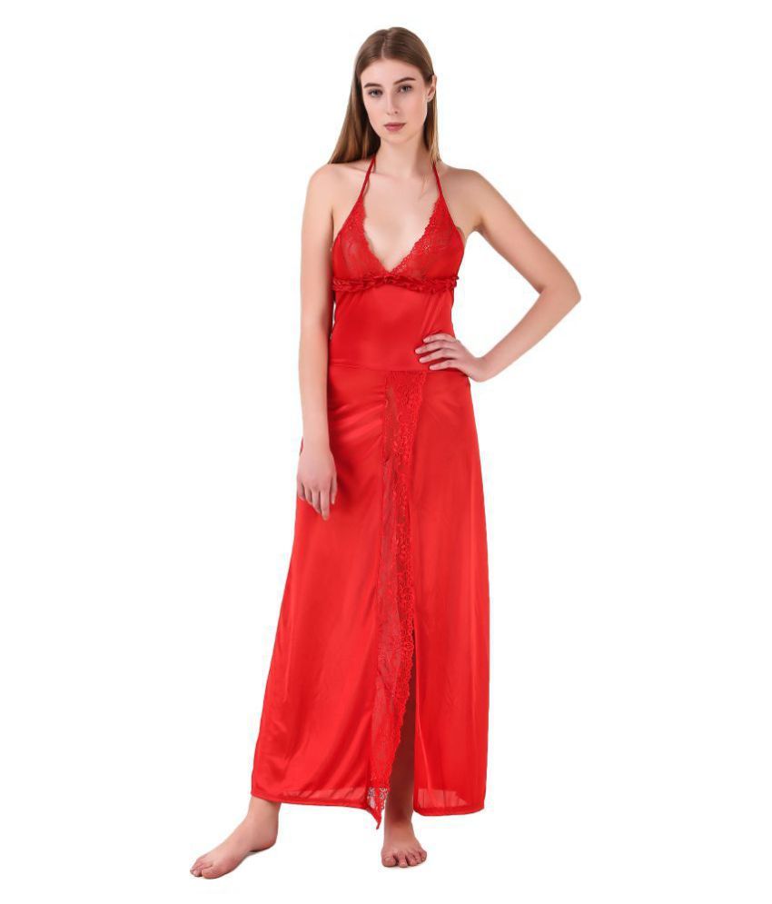 Buy Masha Satin Nighty & Night Gowns Red Online at Best Prices in
