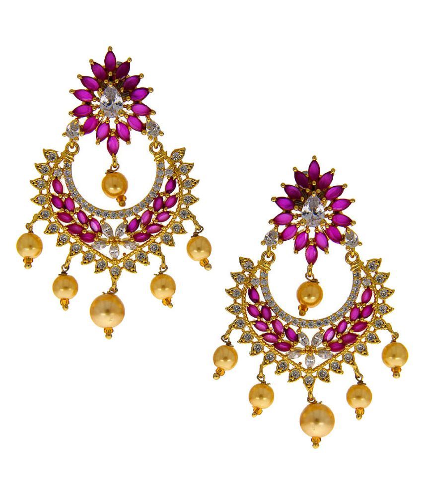 Anuradha Art jewellery Gold-Blue Colour Wonderful Studded With Kundan Designer Traditional Earrings For Women//Girls