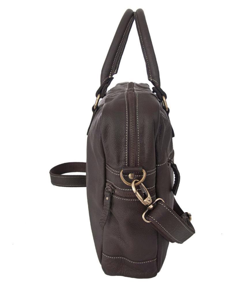 Gugal India Brown Leather Office Bag - Buy Gugal India Brown Leather Office Bag Online at Low ...