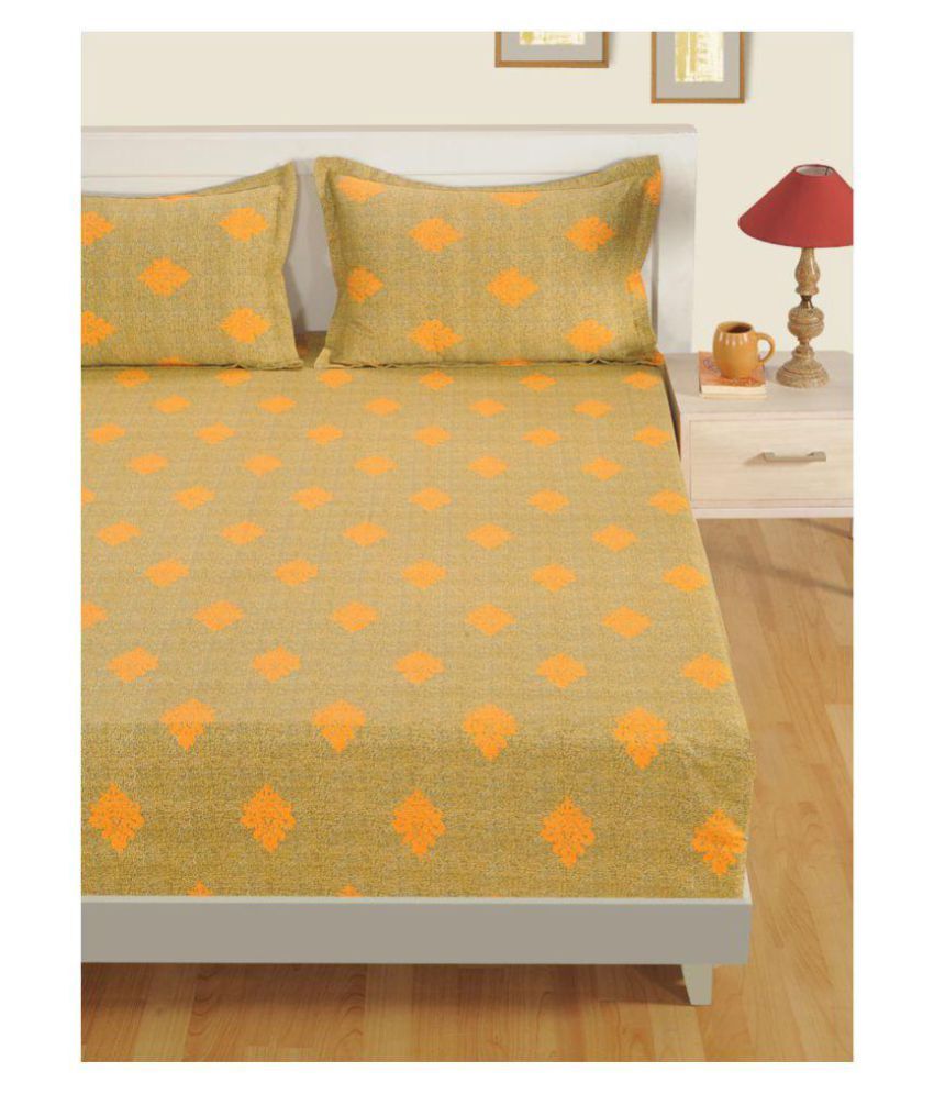 Swayam Double Cotton Yellow Paisley Bedding Set Set of 4 Buy Swayam