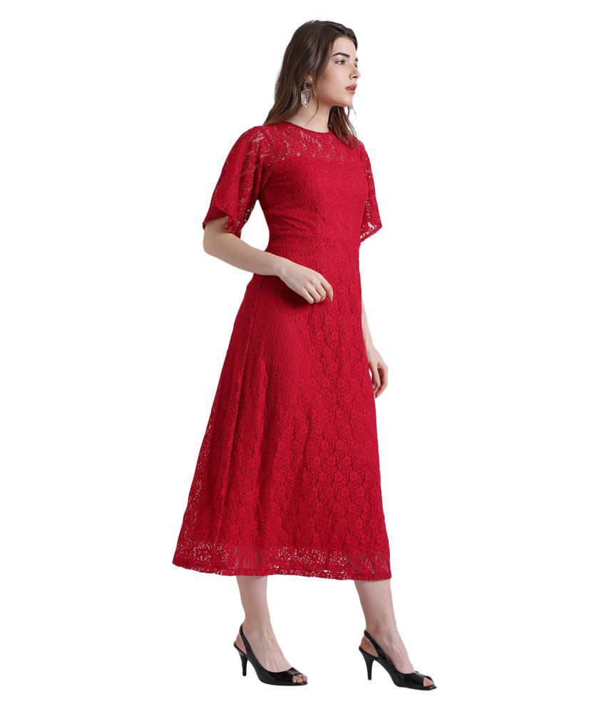 Zink London Polyester Red Regular Dress - Buy Zink London Polyester Red ...