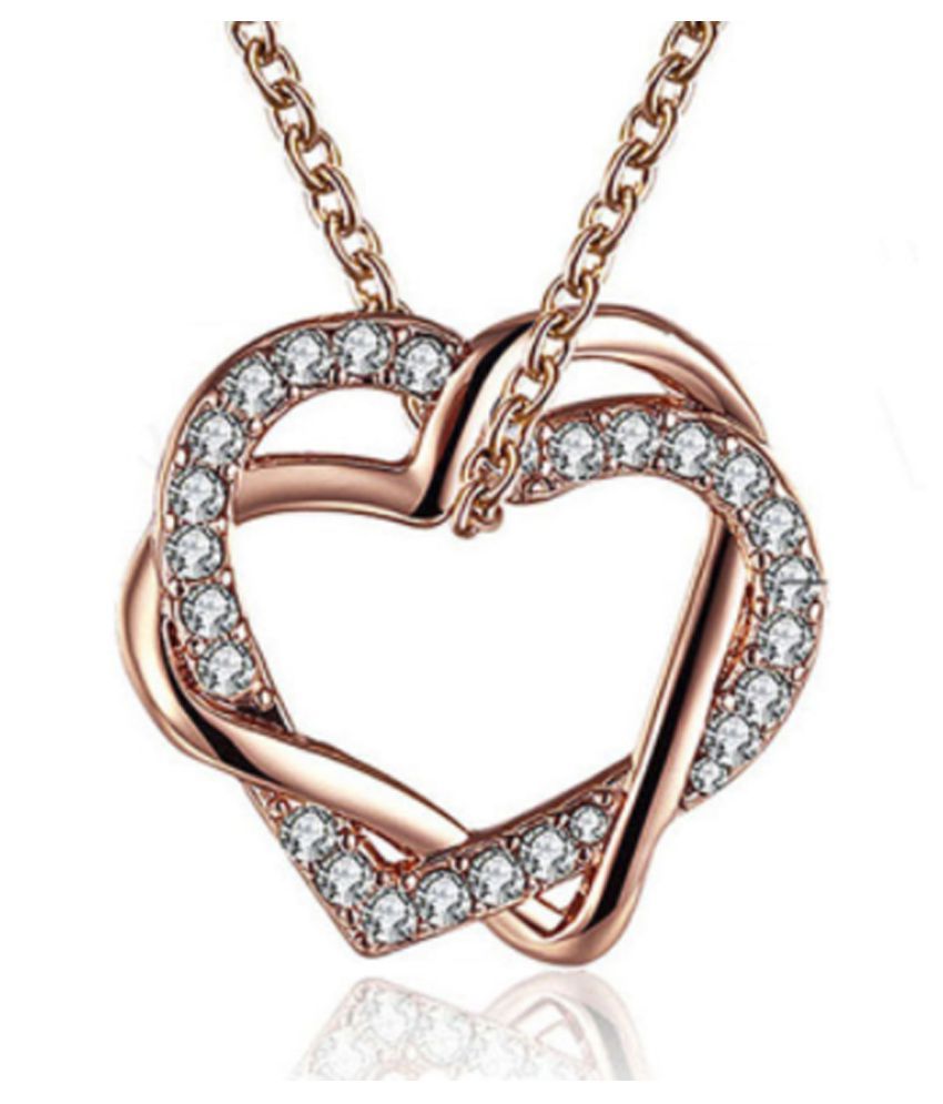 Sukkhi Crystals from Swarovski Gold Plated Twisted Heart Pendant for
