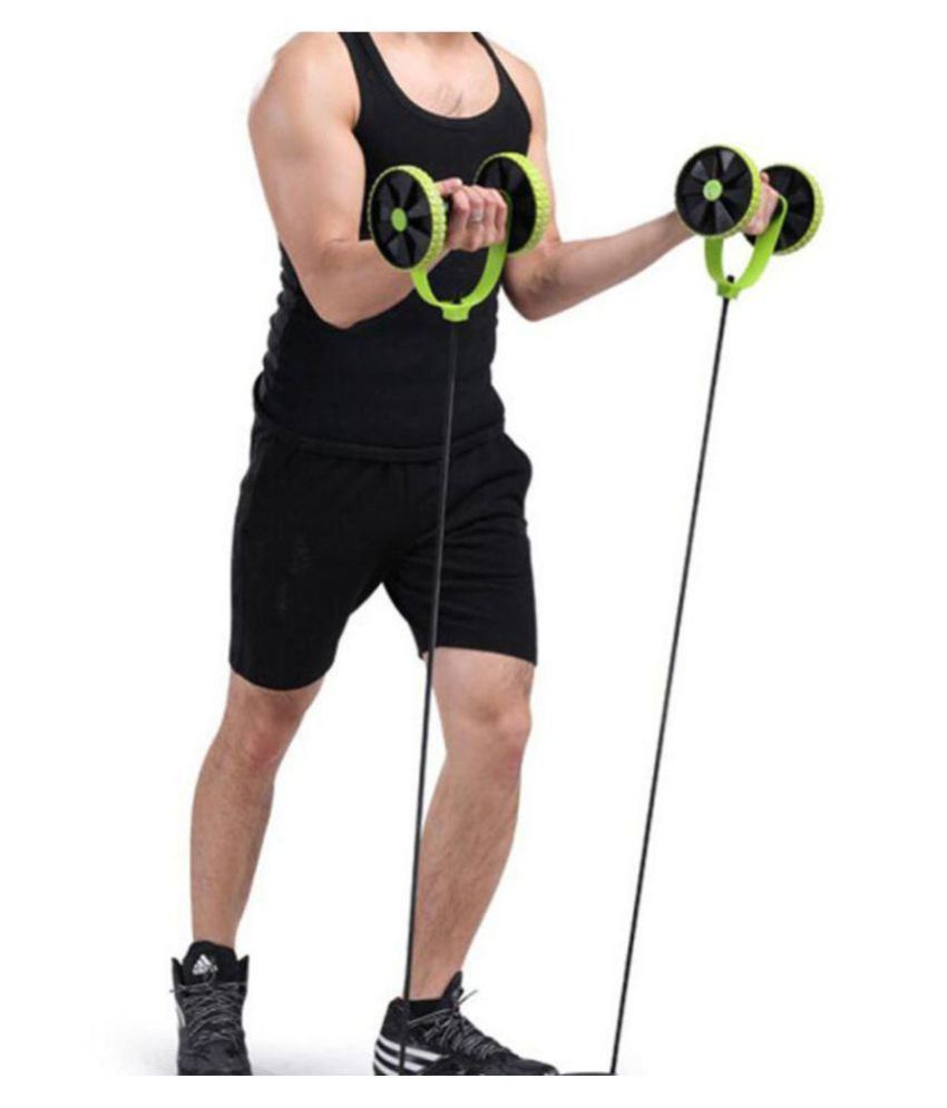 Sidhmart Revoflex AB Wheels Roller Stretch Elastic Abdominal Resistance Pull Rope Tool for