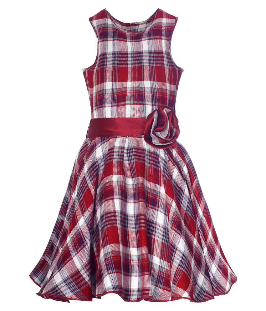     			Naughty Ninos - Red Rayon Girl's Frock ( Pack of 1 )