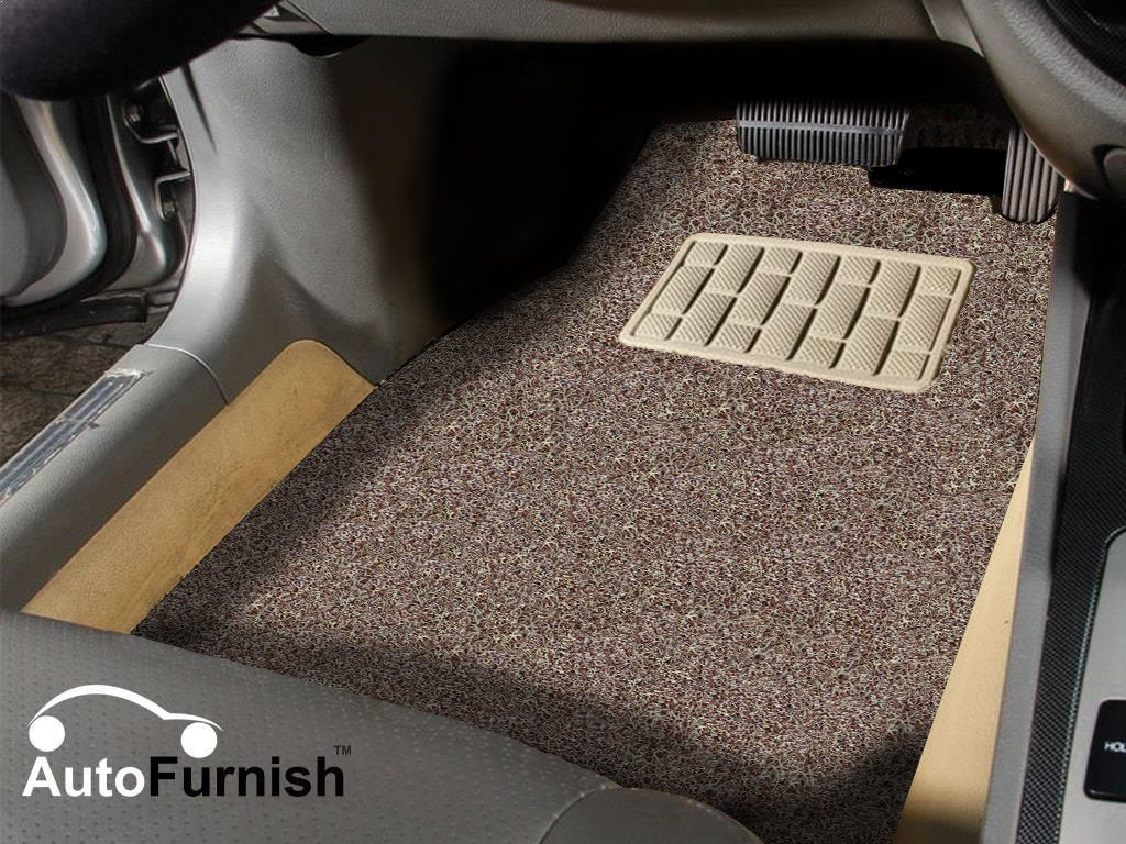 Autofurnish Anti Skid Curly Car Foot Mats Beige Brown For Hyundai Santro Xing Universal Size Custom Fit