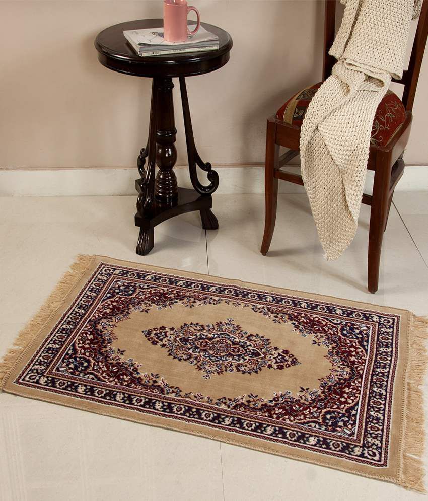 My House Beige Synthetic Carpet Ethnic 2x4 Ft Buy My House Beige Synthetic Carpet Ethnic 2x4