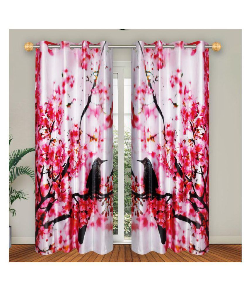     			E-Retailer Single Long Door Semi-Transparent Eyelet Polyester Curtains Light Pink