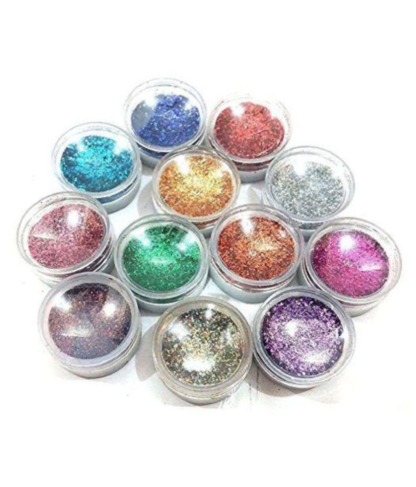     			Chiranjeevi Eye care Thick Shimmer Glitter Eyes Powder Colours Pack Of 12