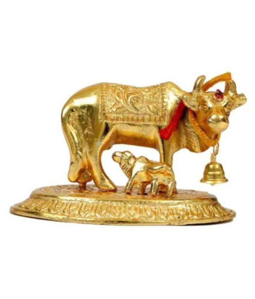     			Astha Jyotish Small Golden brass kamdhenu cow with calf