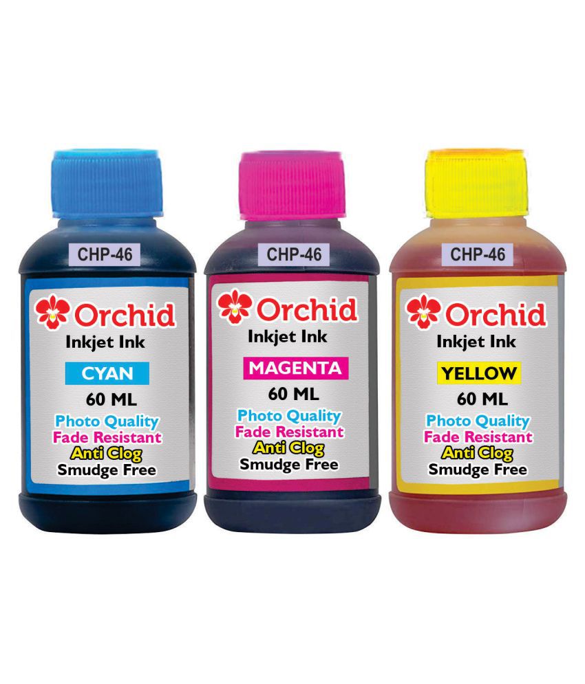Orchid Multicolor Single bottle Refill Kit for HP 46 color ink cartridge (Photo quality smudge free ink 180ml, ink filling tools)