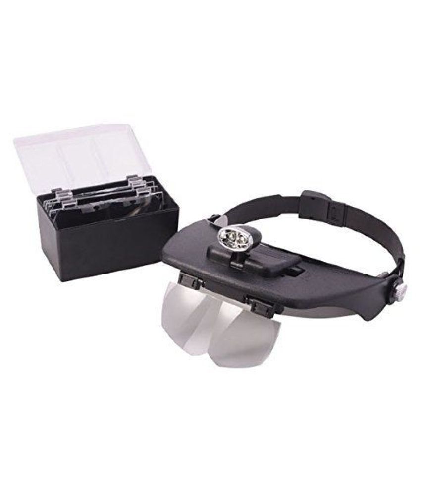     			Lista Adjustable Headband Magnifier Magnifying Glass with Replacement Lenses & 2-LED Lamps