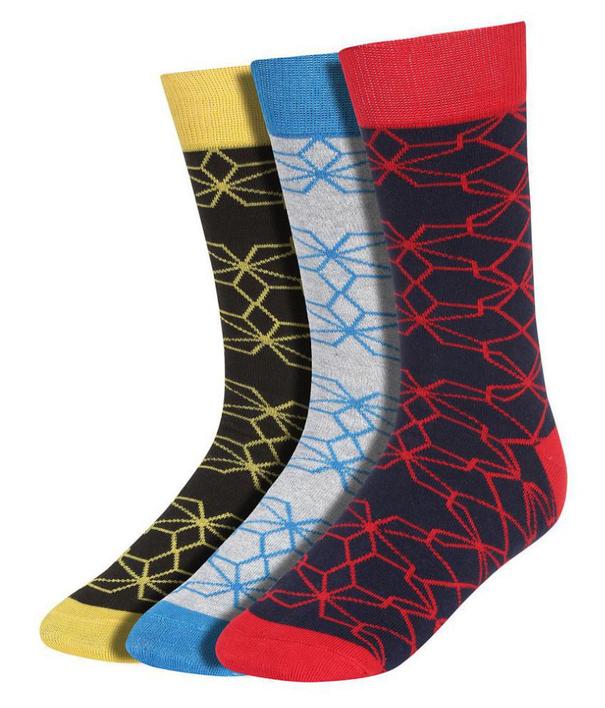 Creature - Woollen Men's Printed Multicolor Mid Length Socks ( Pack of 3 )