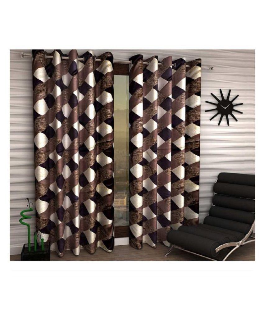     			Tanishka Fabs Blackout Room Darkening Curtain 9 ft ( Pack of 2 ) - Brown