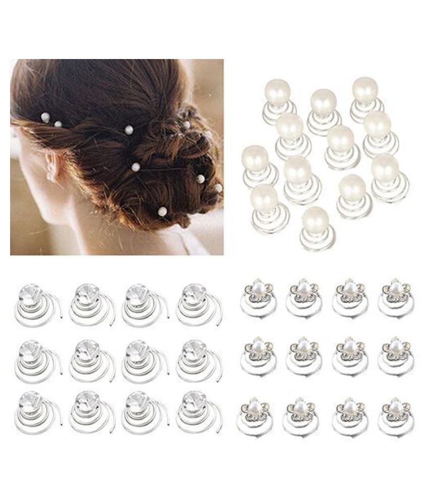 12x Wedding Bridal Hair Pins Rhinestone Twists Coil Flower Swirl