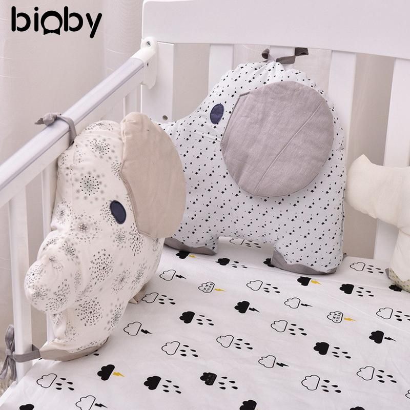 6pcs Set Flexible Combination Padded Crib Bumper Cotton Elephant