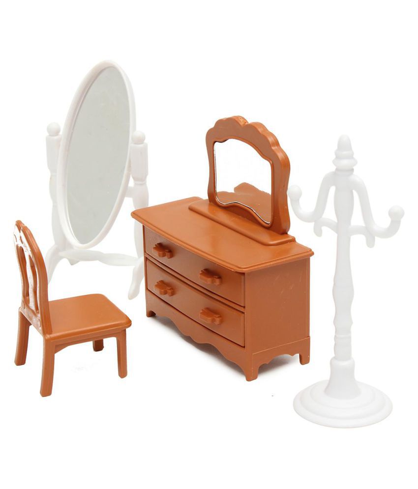 Vintage Plastic Miniature DollHouse Furniture Set Bedroom