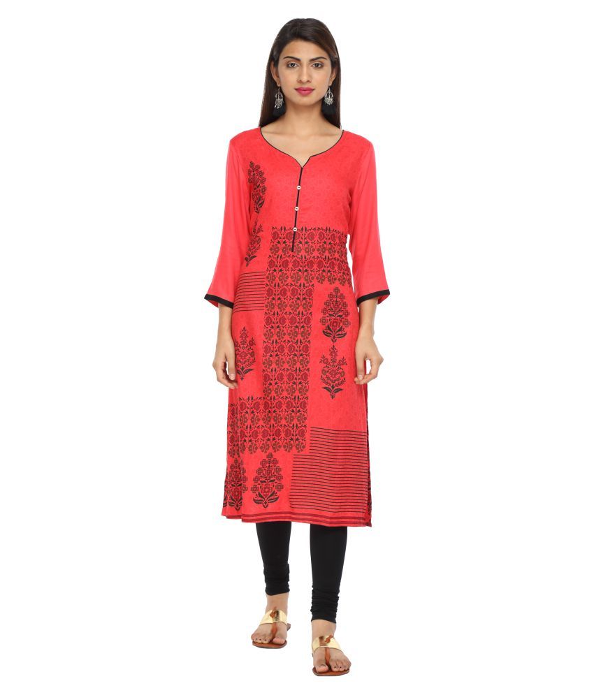     			Alena Red Rayon Straight Kurti