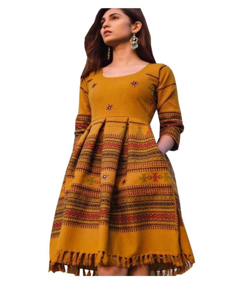 yellow colour anarkali kurti