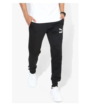 puma black polyester lycra joggers